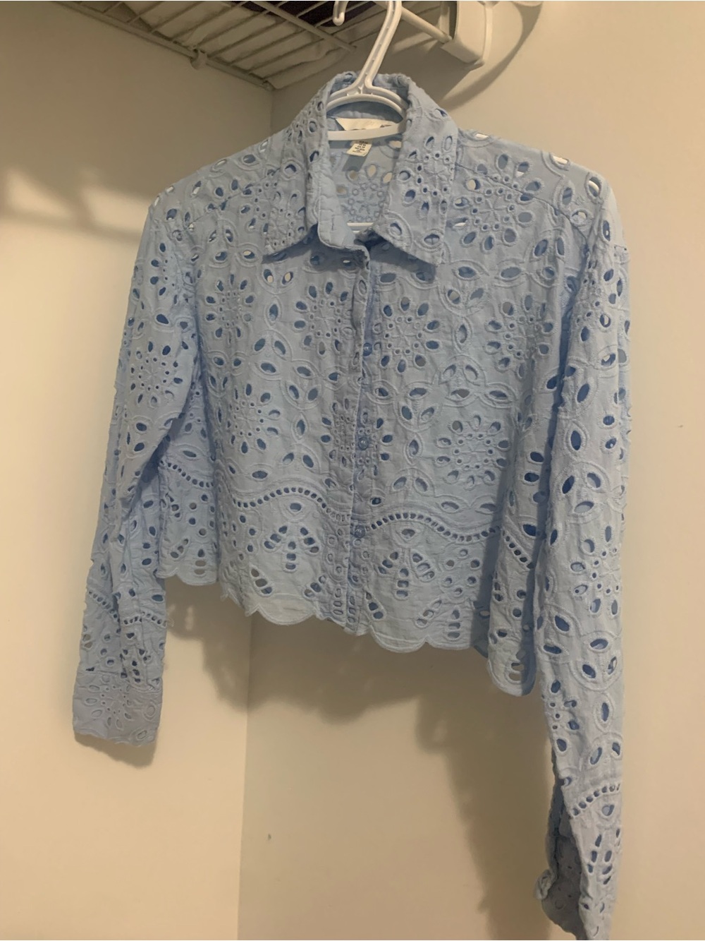 H&M Light Blue Eyelet Button-Down Shirt